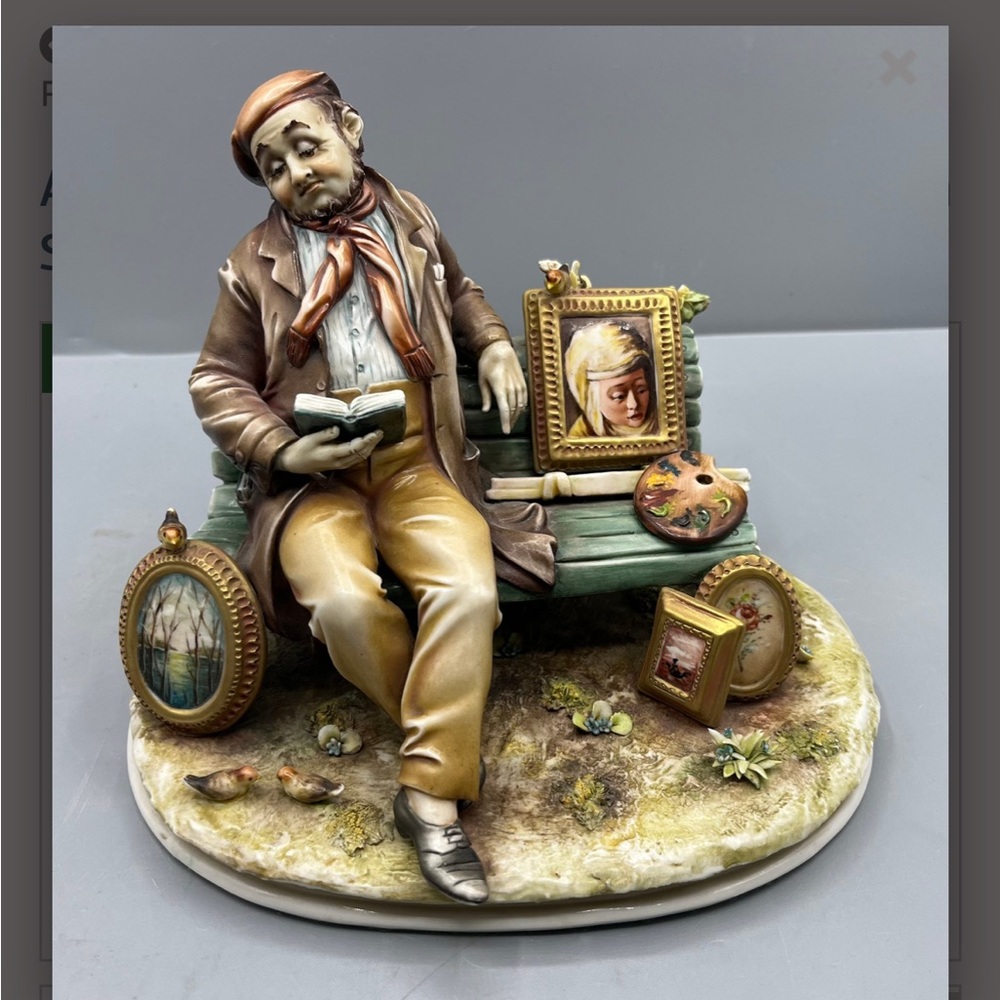 Antonio Borsato Hand Painted Porcelain Statue - Itinerant Artist - Made In Italy